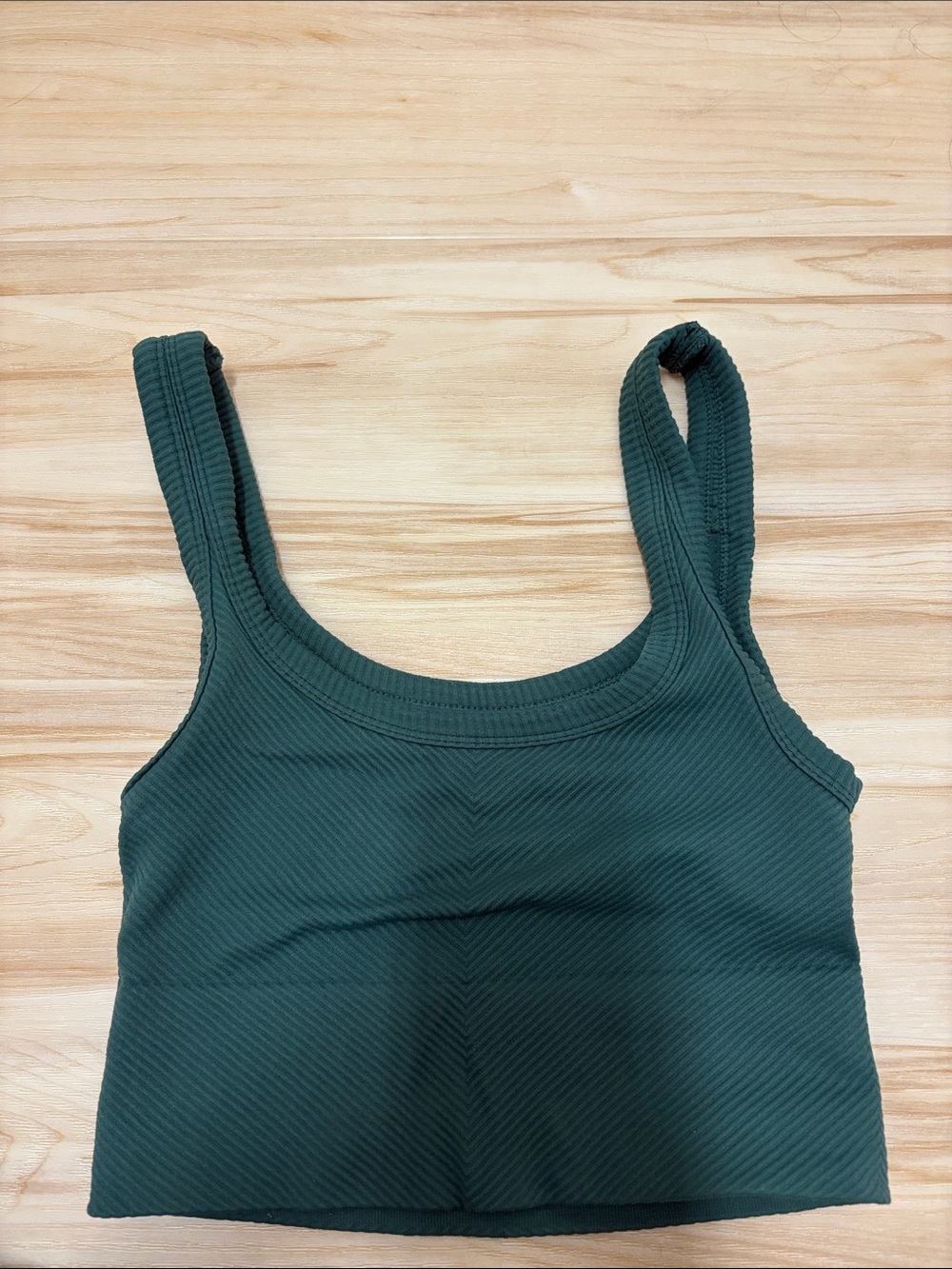 Ribbed Scoop Neck Cropped Tank - Forest Green